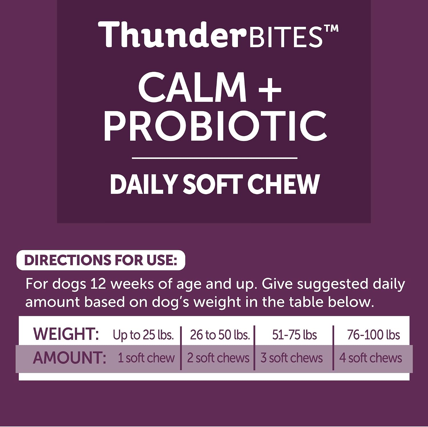 ThunderBites Calm + Probiotics para Perros - Masticables Suaves con Probióticos, Prebióticos y Postbióticos + Apoyo para el Estrés Diario, 90 unidades