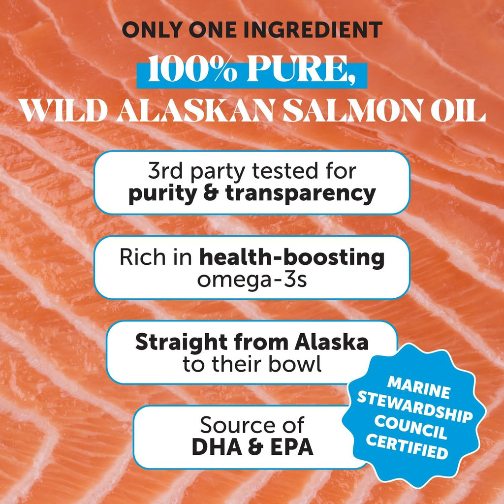 Aceite de Salmón Salvaje de Alaska para Perros y Gatos - Omega 3 EPA + DHA - Pet Honesty - 473 ml