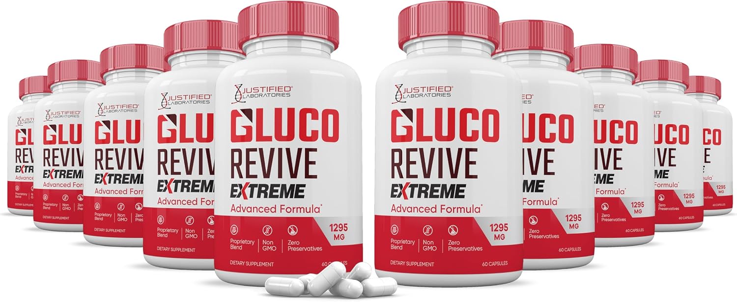 Gluco Revive Extreme 1295mg - Suplemento Avanzado con Hierbas y Vitaminas (2 Pack, 120 Cápsulas)