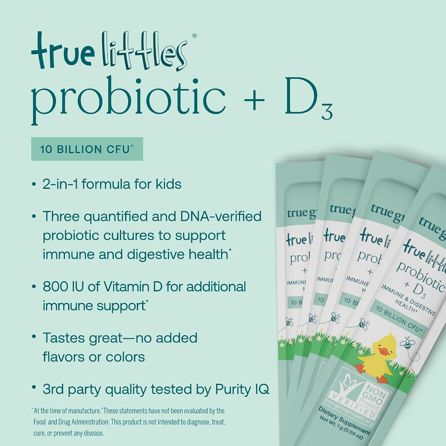 True Grace True Littles - Probiótico + Vitamina D3 para Niños - 30 Stick Packs