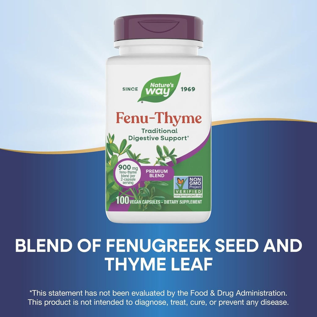 Nature's Way Premium Blend Fenu-Thyme, 900 mg por dosis, 100 cápsulas vegetales