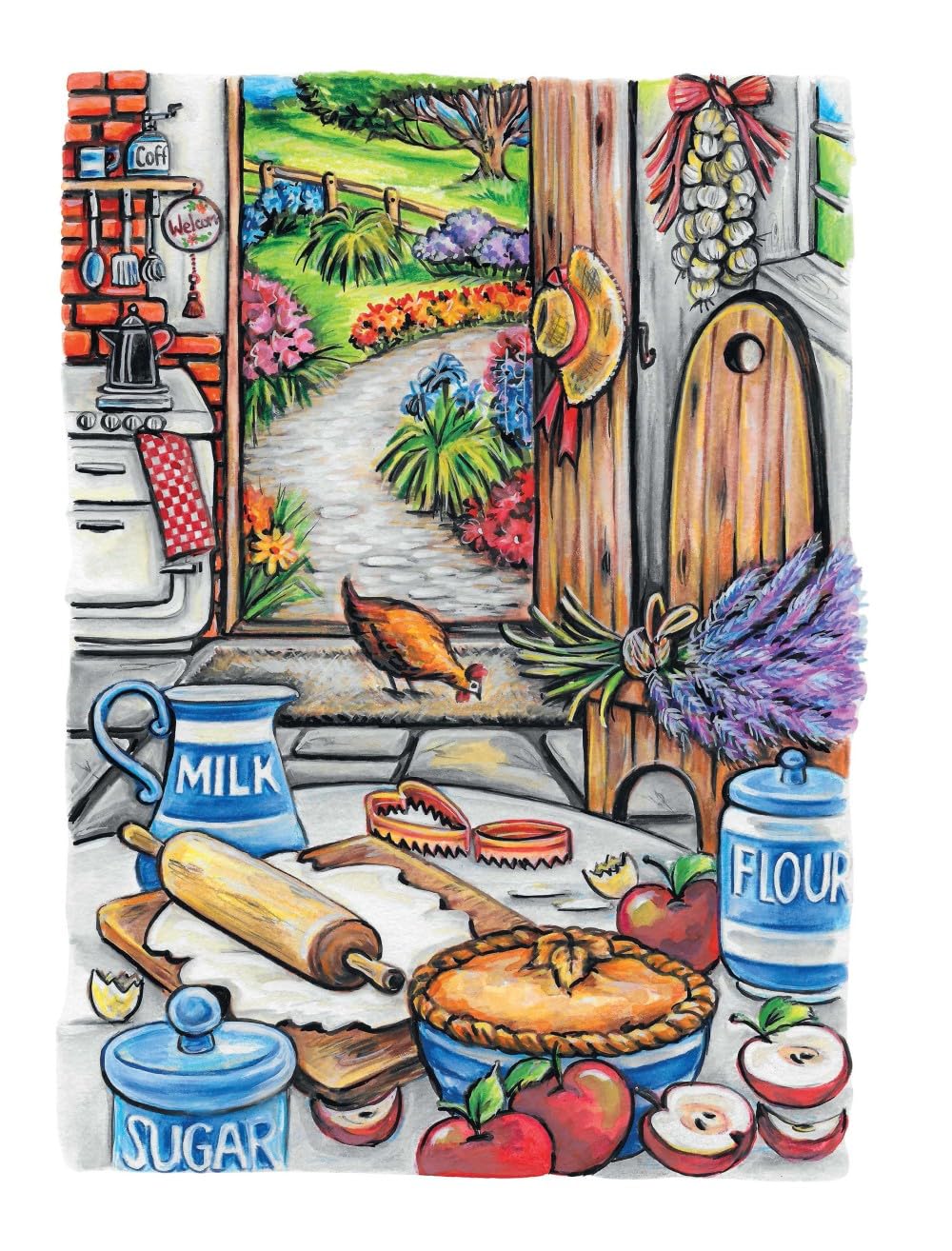 Creative Haven Country Farm Scenes Coloring Book: Libro de colorear para adultos - Escenas de granja