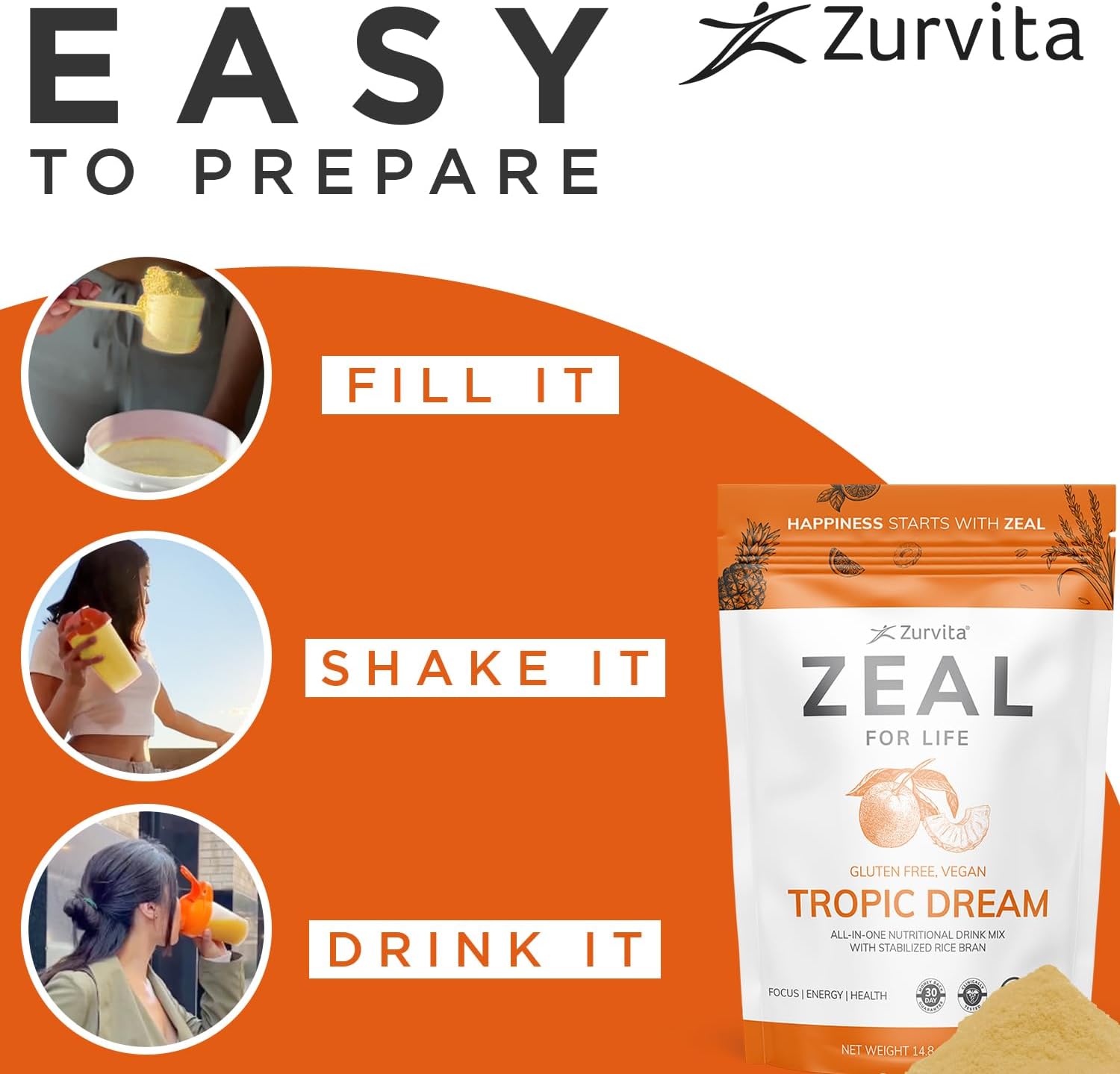 Zurvita - Zeal for Life 30-Day Wellness Bag - Sabor Tropic Dream, 420 g