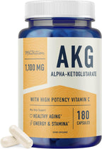 Suplemento AKG | 1100mg por ración | Arginina Alfa-Cetoglutarato con Calcio + Vitamina C | AAKG para envejecimiento saludable, energía y concentración | 120 Cápsulas | Vegano, No-GMO