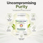 Dr Clark L-Ornitina 500mg - 100 Cápsulas de Gelatina - Suplemento de Aminoácido Puro