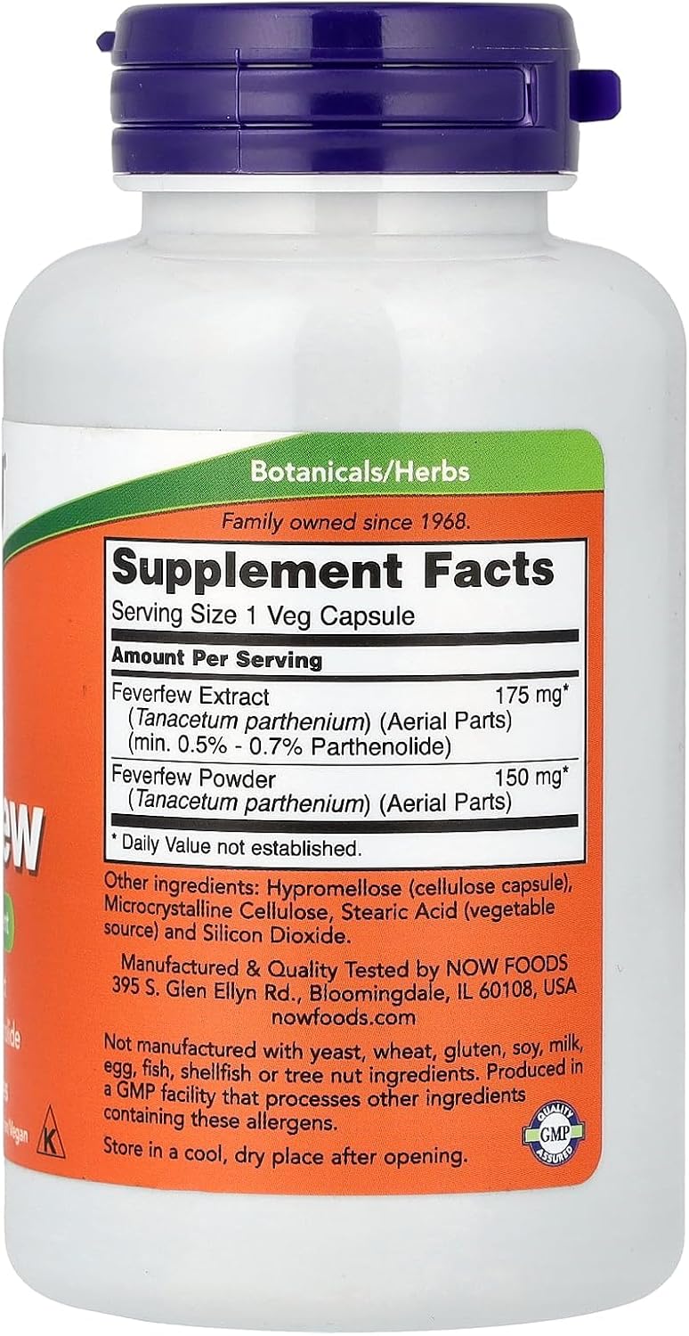 NOW Foods Cápsulas Vegetales de Matricaria - 100 unidades