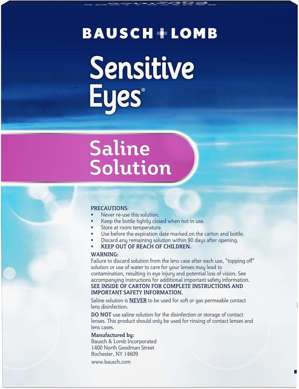 Bausch + Lomb Sensitive Eyes Plus Saline Solution - 3-pack 710 mL bottles