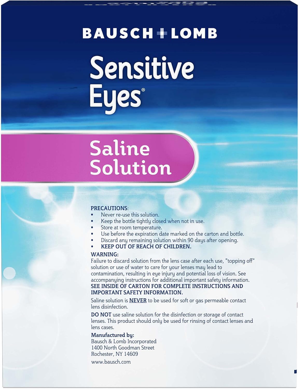 Bausch + Lomb Sensitive Eyes Plus Saline Solution - 3-pack 710 mL bottles