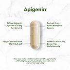 Apigenina, 100mg por dosis, 240 Cápsulas – Extracto Vegetal de Manzanilla – Bioflavonoides y Antioxidantes – Suplemento para Sueño y Relajación – No GMO