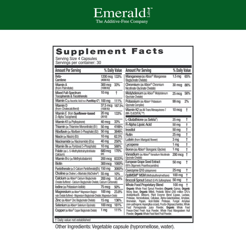 Emerald Labs Women's 45+ Clinical Multi - Multivitamínico para Mujeres 45+ - 120 Cápsulas Vegetales