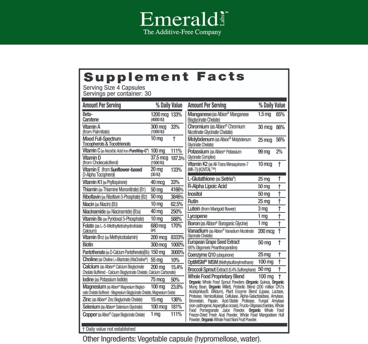 Emerald Labs Women's 45+ Clinical Multi - Multivitamínico para Mujeres 45+ - 120 Cápsulas Vegetales