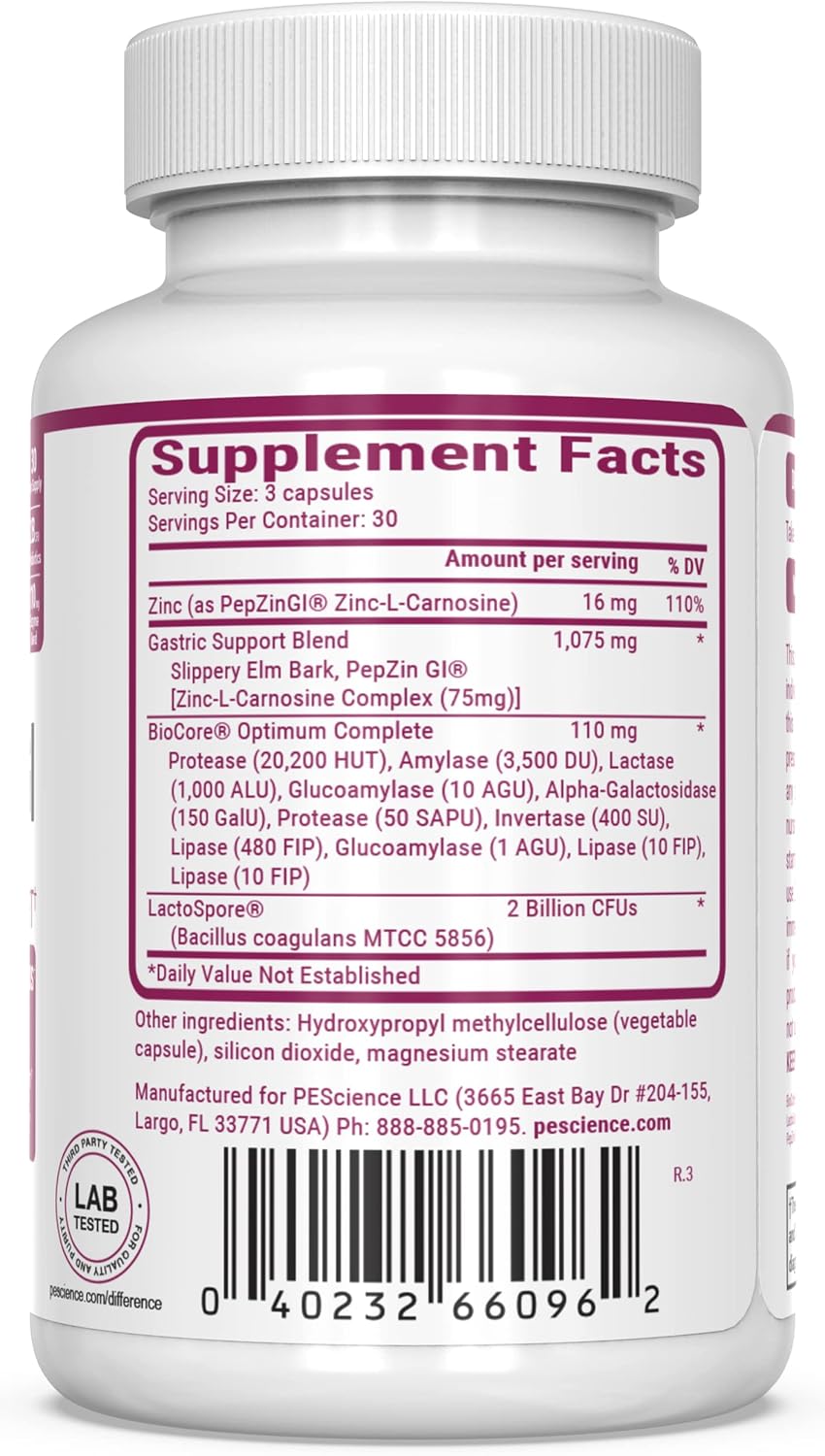 PEScience Symbiont-GI Cápsulas para la Salud Digestiva con Probiótico y Enzimas, 90 Cápsulas