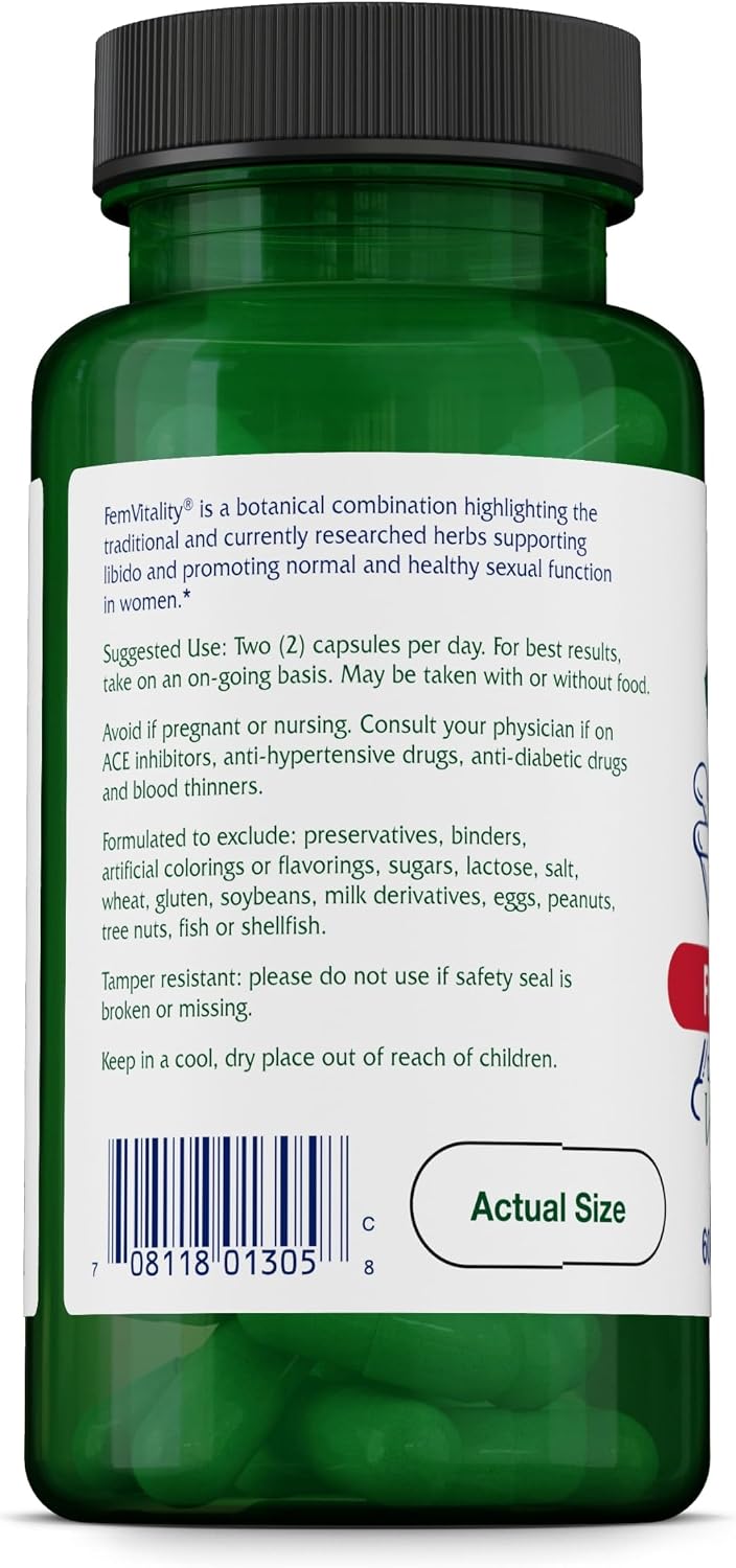 Vitanica FemVitality - Suplemento para la libido femenina, 60 cápsulas veganas