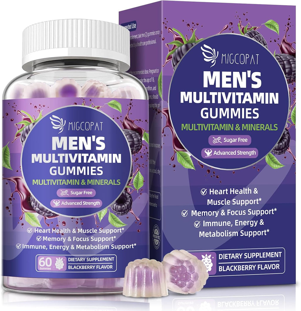 Multivitamínico para Hombres con Omega-3 y Probióticos - Gominolas sin Azúcar, Sabor Mora