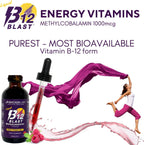 Bricker Labs B12 Blast Metilcobalamina 1000mcg - Suplemento Líquido Sublingual de Vitamina B12, Vegano, 59 Dosis