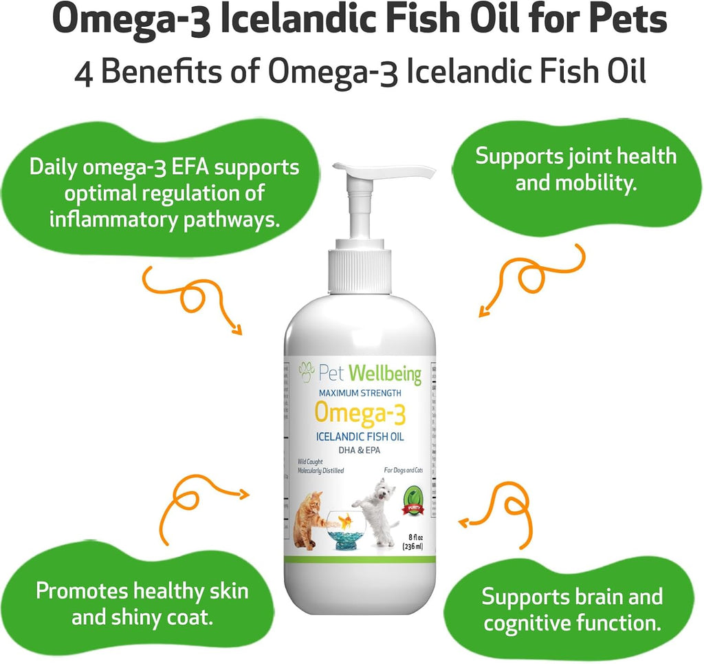 Pet Wellbeing Omega-3 Aceite de Pescado Islandés para Perros (236 ml)