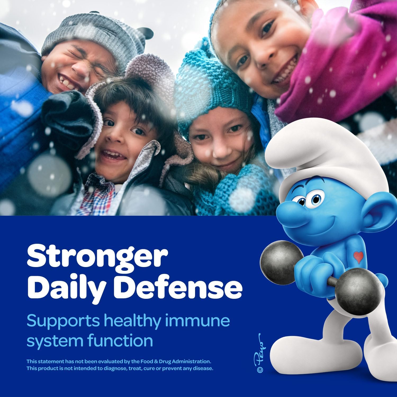 Gomitas de Apoyo Inmunológico Smurfs para Niños con Saúco, Vitamina C y Zinc - 40 uds