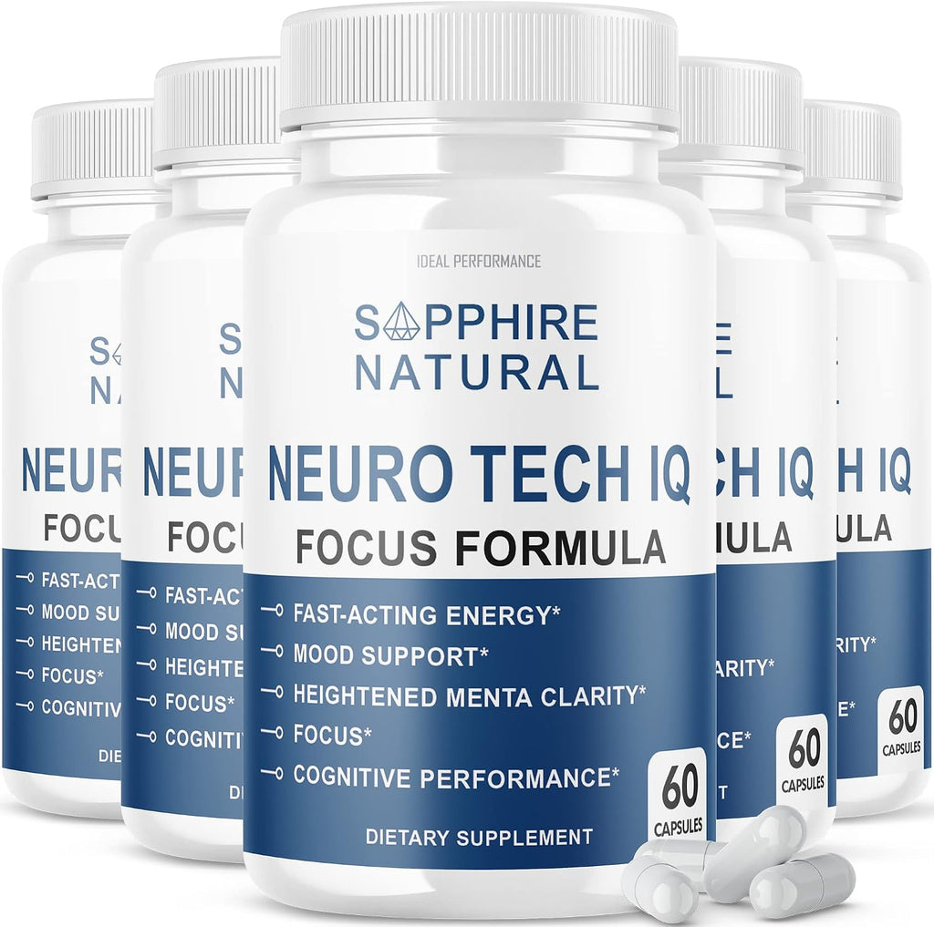 Neuro Tech IQ - Suplemento para la Concentración (300 Cápsulas, Paquete de 5)