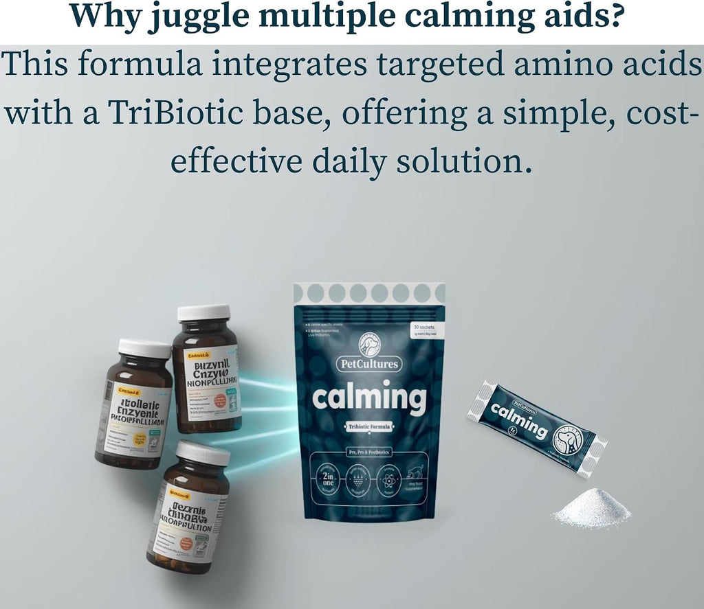 PetCultures Calming Tribiotic – Suplemento calmante para perros (10 sobres)