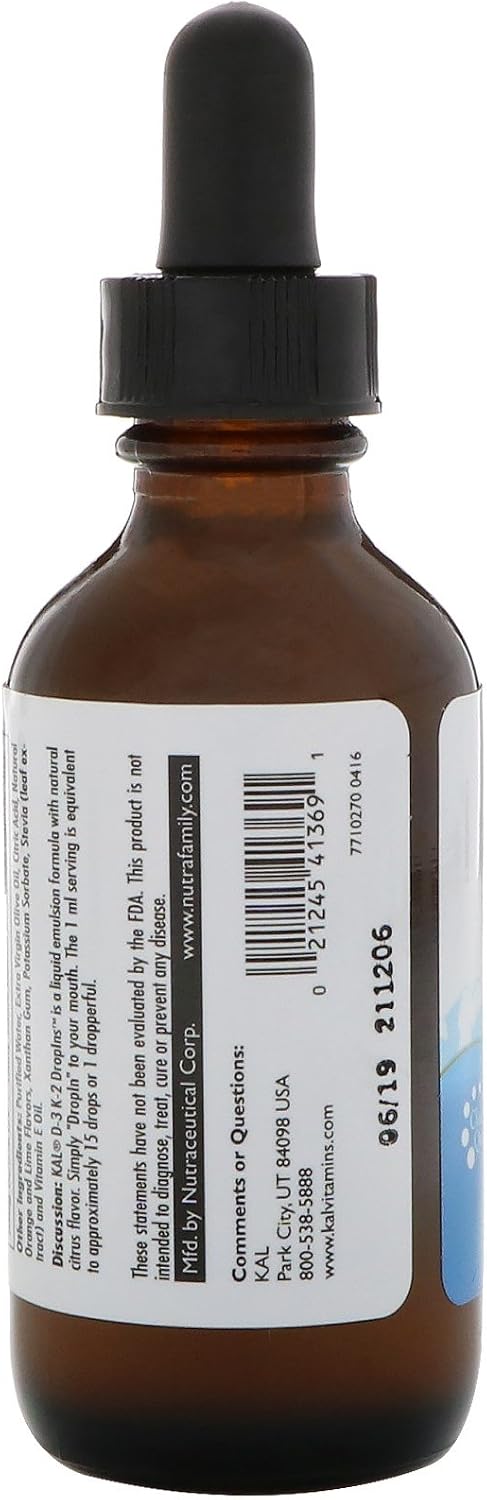 Kal 5000 UI D-3 K2 Citrus Dropins, 60 ml