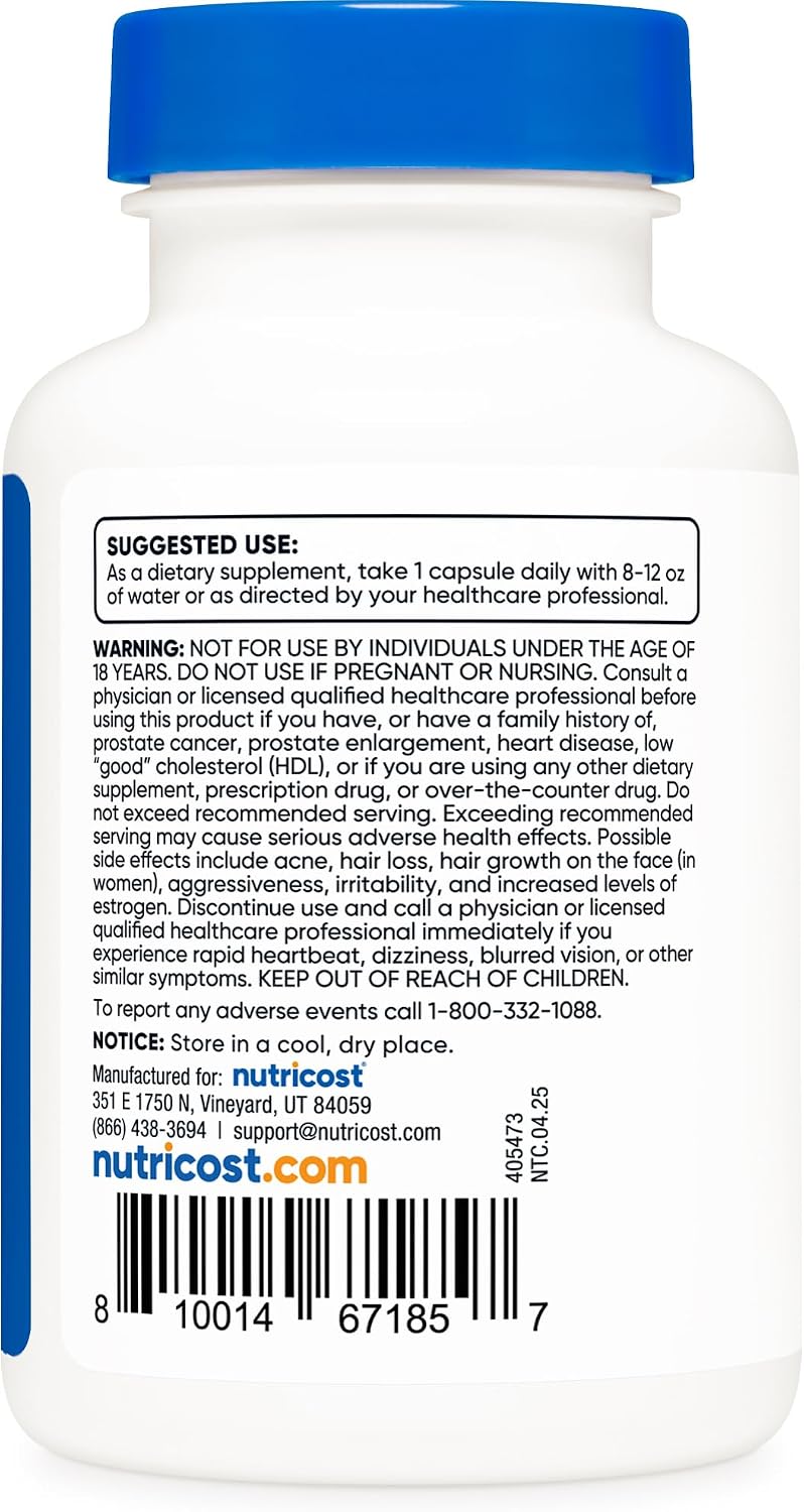 Nutricost DHEA 25 mg, 120 Cápsulas - Sin Gluten, Sin Soja, No GMO