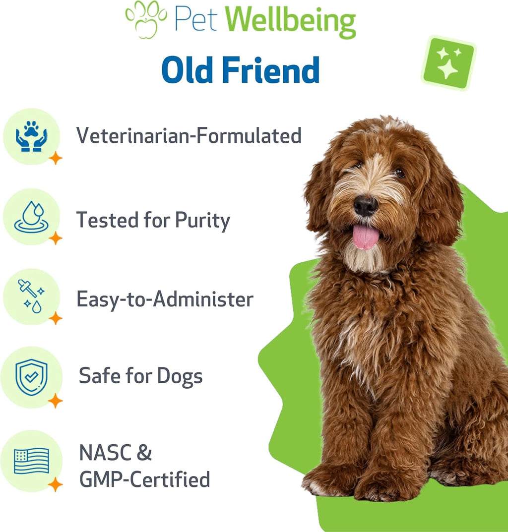 Pet Wellbeing Old Friend para Perros Senior - Suplemento Herbal para la Salud Inmunológica, Movilidad Articular y Niveles de Energía - 59 ml