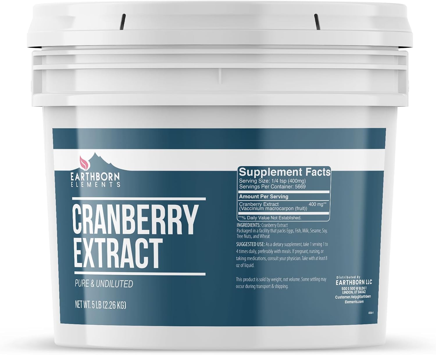 Earthborn Elements Extracto de Arándano Rojo Puro y Sin Diluir, Suplemento Herbal, 1 Galón (3.78 L)