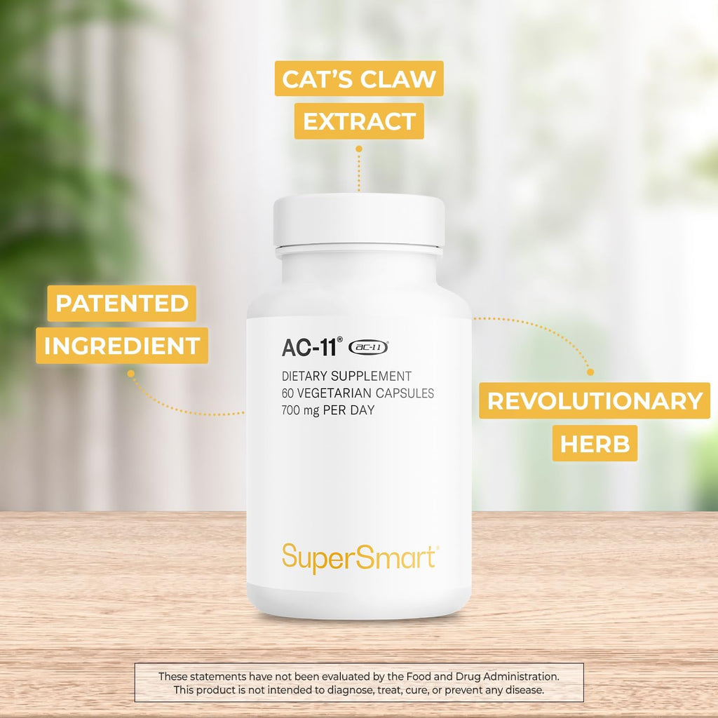 Supersmart AC-11 Suplemento 700mg al Día (Extracto de Uña de Gato) - Corteza de Uncaria Tomentosa | No Transgénico y Sin Gluten - 60 Cápsulas Vegetarianas