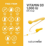 NatureWise Vitamina D3 1000 UI (25 mcg) – 30 Cápsulas Blandas