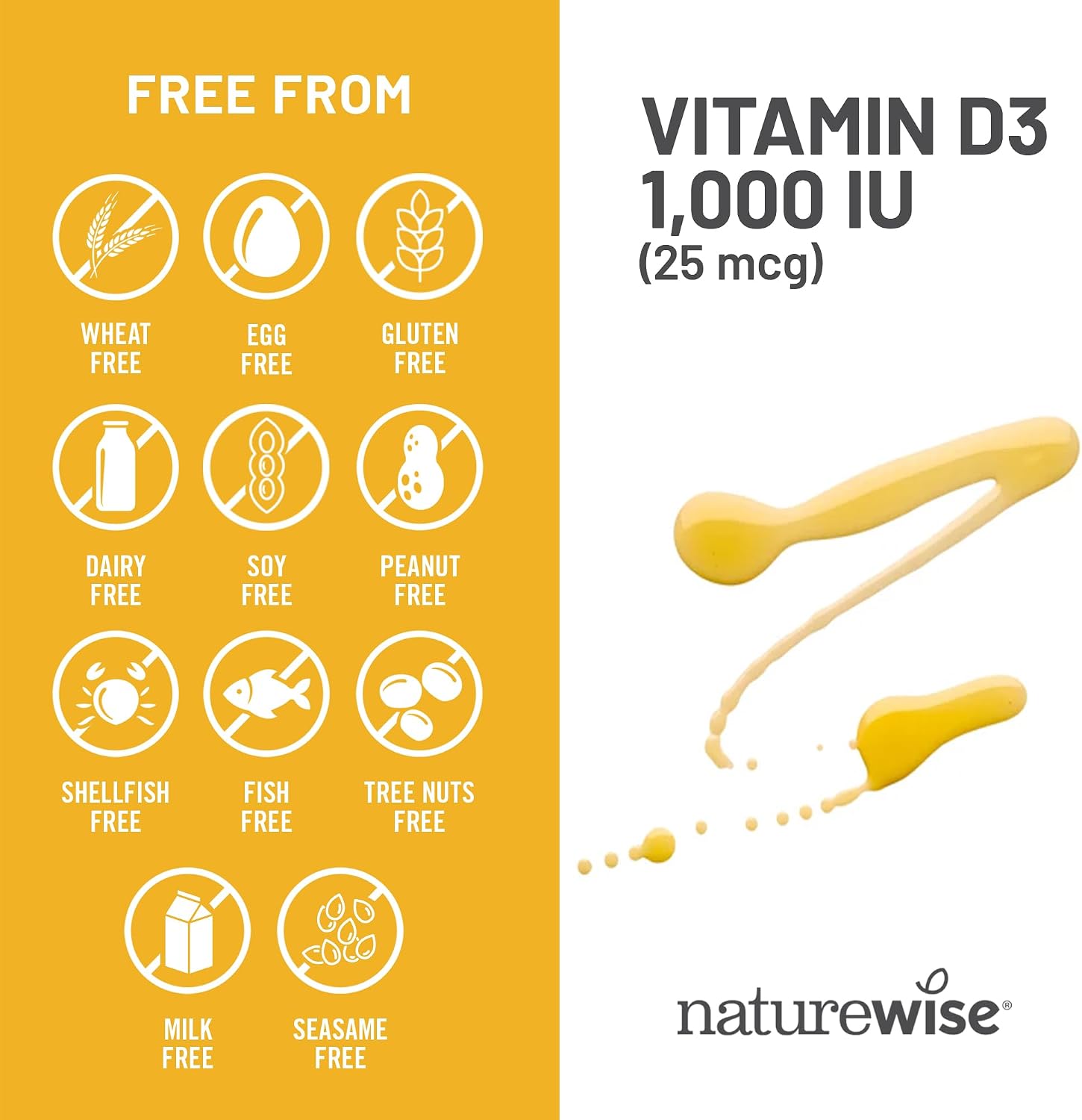 NatureWise Vitamina D3 1000 UI (25 mcg) – 30 Cápsulas Blandas