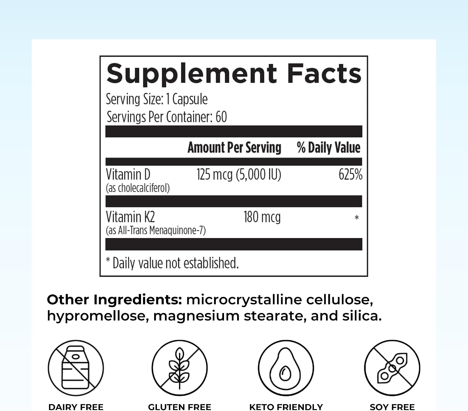 Vitamina D Plus – D3 5000 UI con K1, K2 (MK4) y GG | Reignite Wellness