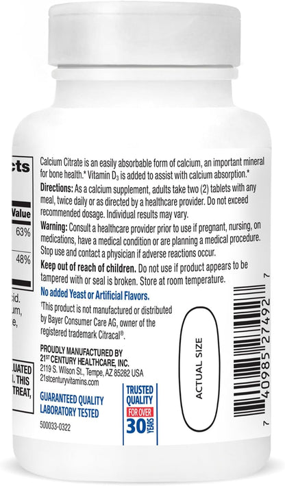21st Century Calcium Citrate Plus D Maximum Caplets, 75 unidades – Image 8