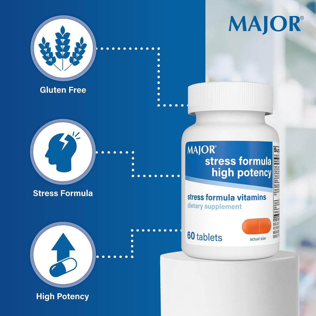 MAJOR Fórmula de Estrés - Complemento Alimenticio de Alta Potencia - 60 Comprimidos