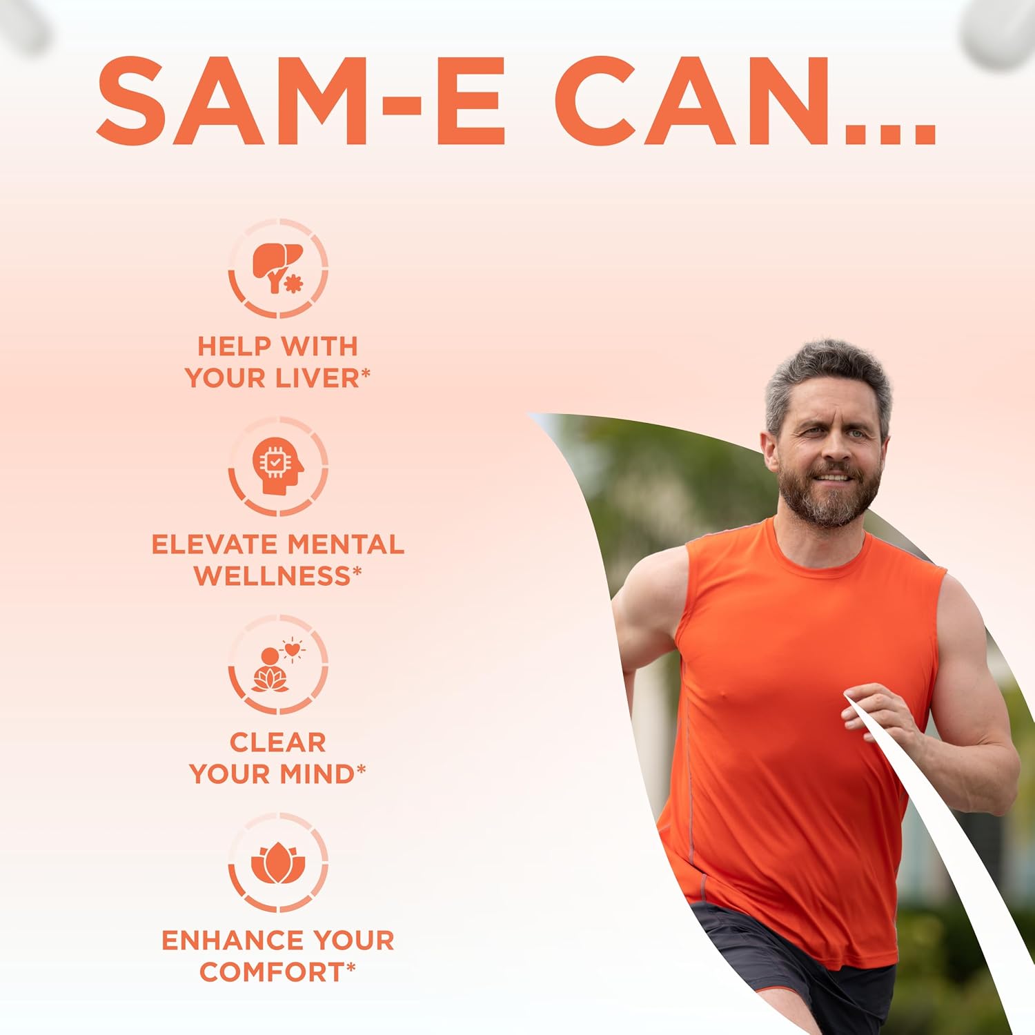 Clear Formulas Bioactive SAM-e 750mg - 60 Cápsulas Veganas No GMO