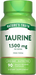 Nature's Truth Suplemento de Taurina, 1500 mg, 90 Cápsulas, Sin Gluten y No-GMO