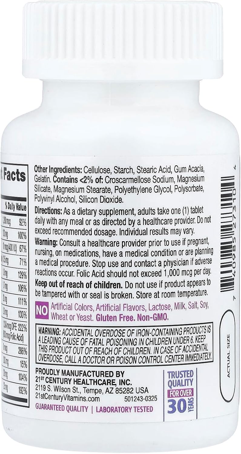 21st Century PreNatal Multivitamin Tabs, 60 comprimidos