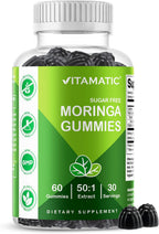 Vitamatic Moringa Gummies - Extracto Botánico Sin Azúcar - 60 Gomitas Veganas