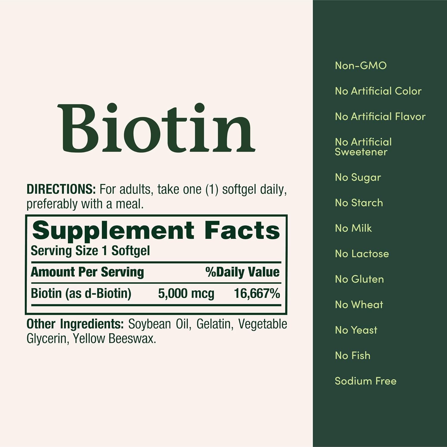 Nature's Bounty Biotina 5000 mcg, 150 Cápsulas Blandas