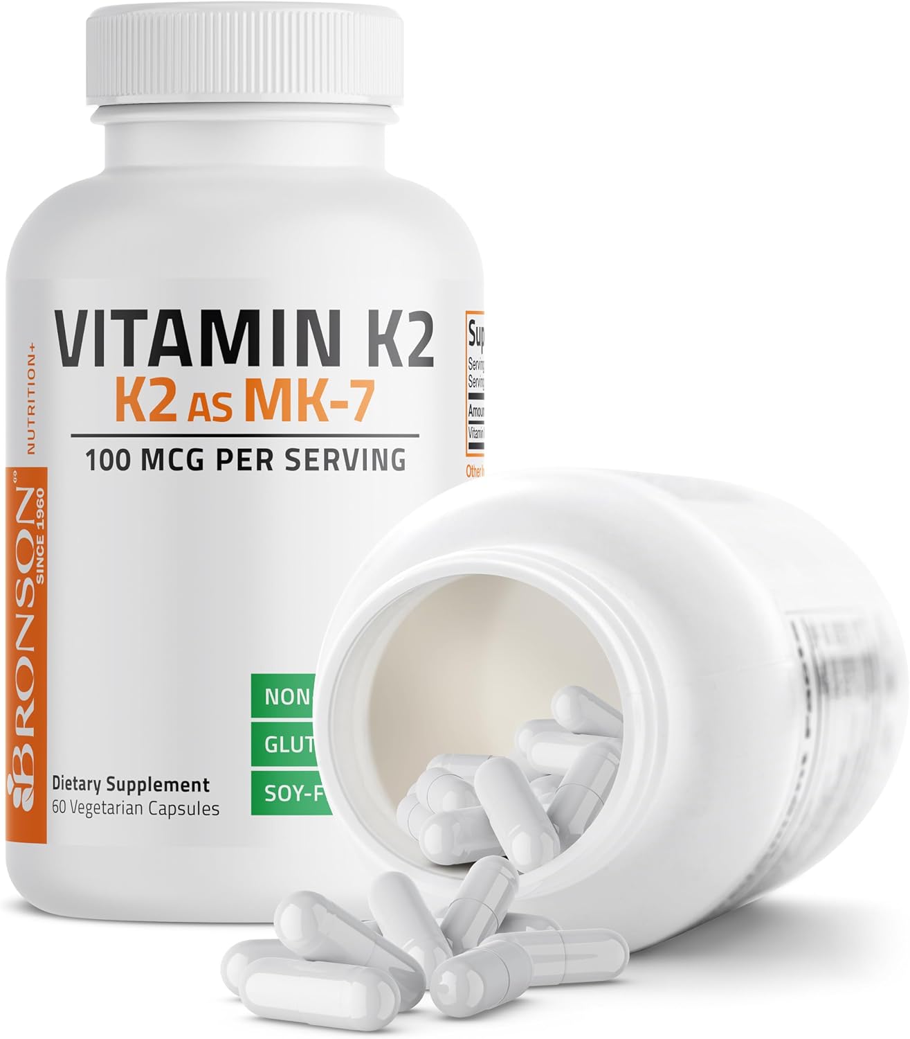 Bronson Vitamina K2 como MK-7 Menaquinona 100 mcg, 60 Cápsulas