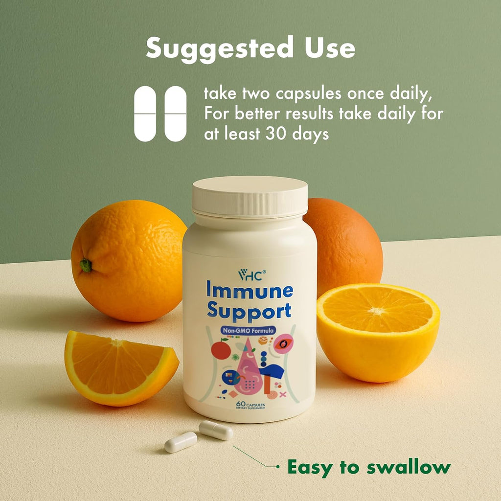 VHC Suplemento con Vitamina C, E, Selenio, Quercetina y Beta-Glucanos, 60 Cápsulas
