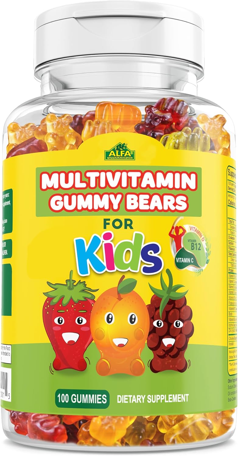 ALFA VITAMINS Gomitas Multivitamínicas para Niños con 13 Nutrientes Esenciales, Vitamina C, D3 y B12 - 60 Gomitas