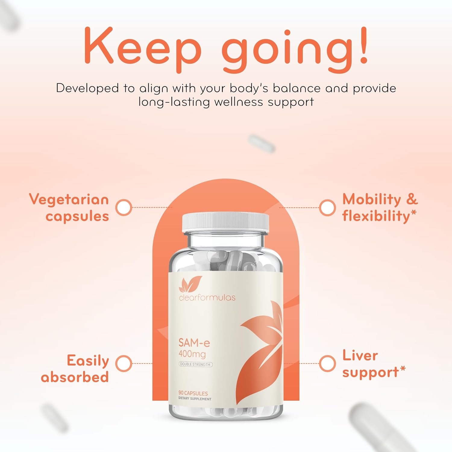 Clear Formulas Bioactive SAM-e 400mg - Suplemento de SAM-e bioactivo para hígado y estado de ánimo - 90 cápsulas