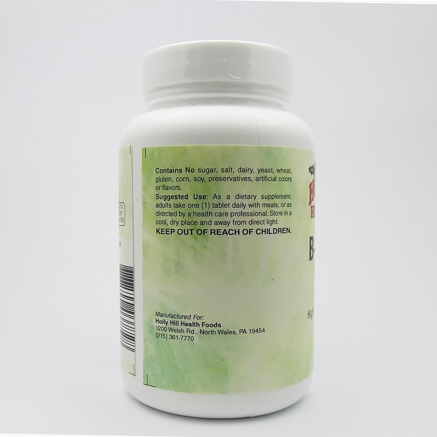 Holly Hill Health Foods, Complejo B 100, Fórmula Vegetariana, 100 Comprimidos