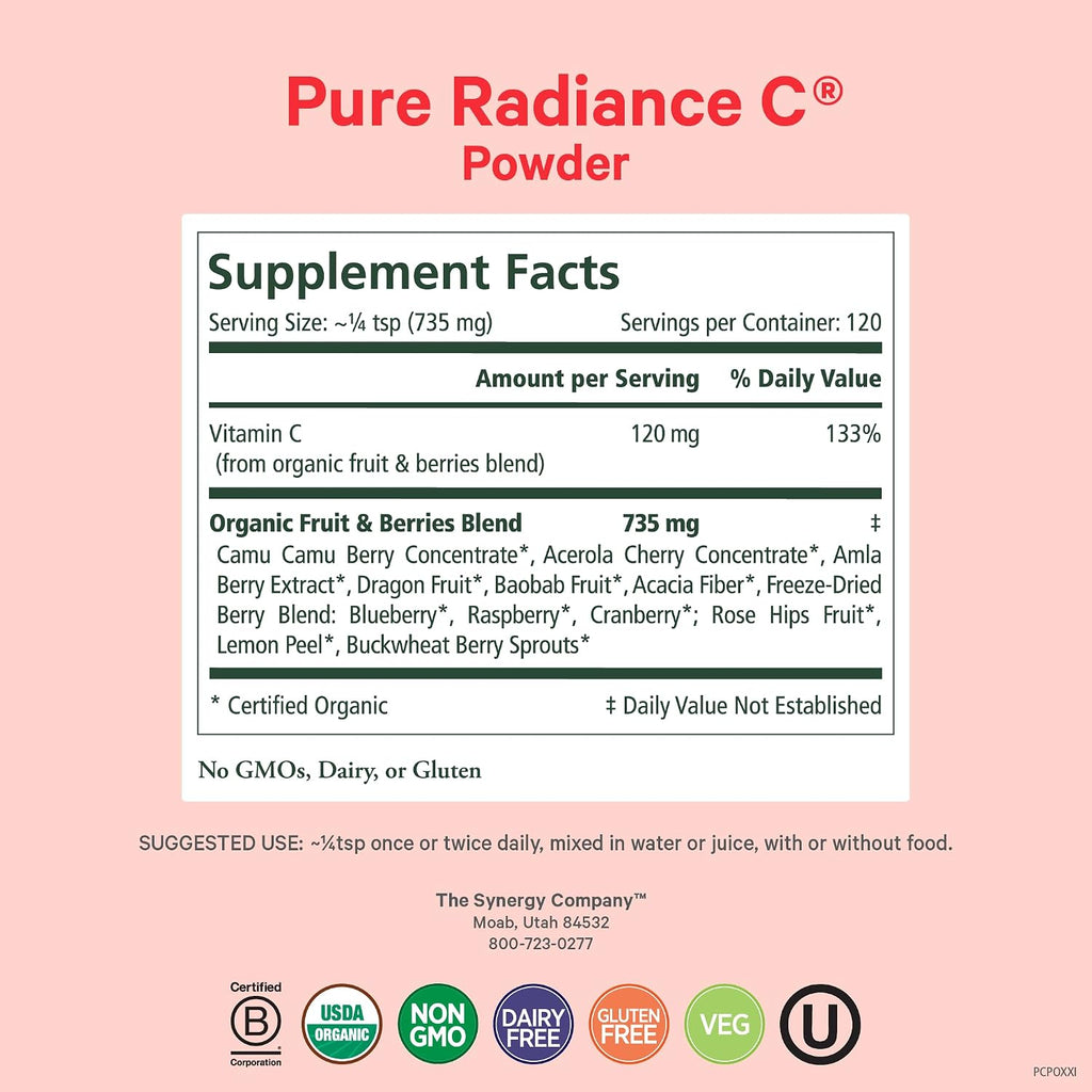 Pure Synergy Pure Radiance C - Vitamina C Orgánica en Polvo (87 g)