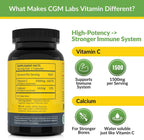 Suplemento de Vitamina C No Ácida 1500 mg con Calcio - Suave para el Estómago - 100 Cápsulas - CGM Labs