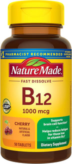 Nature Made Vitamina B12 1000 mcg, Comprimidos Sublinguales de Disolución Rápida, 50 Días de Suministro