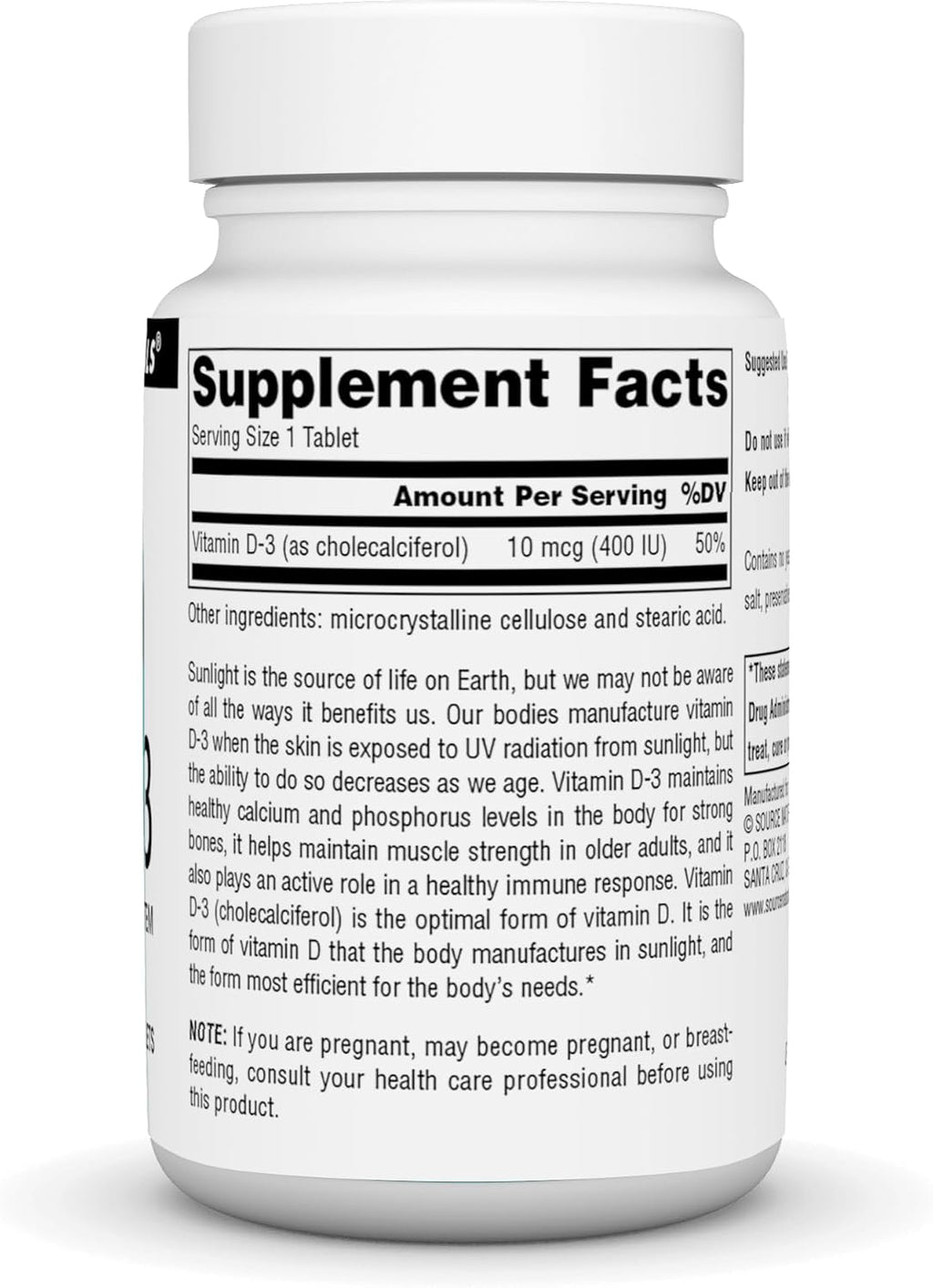Source Naturals Vitamina D-3 400 UI 200 comprimidos
