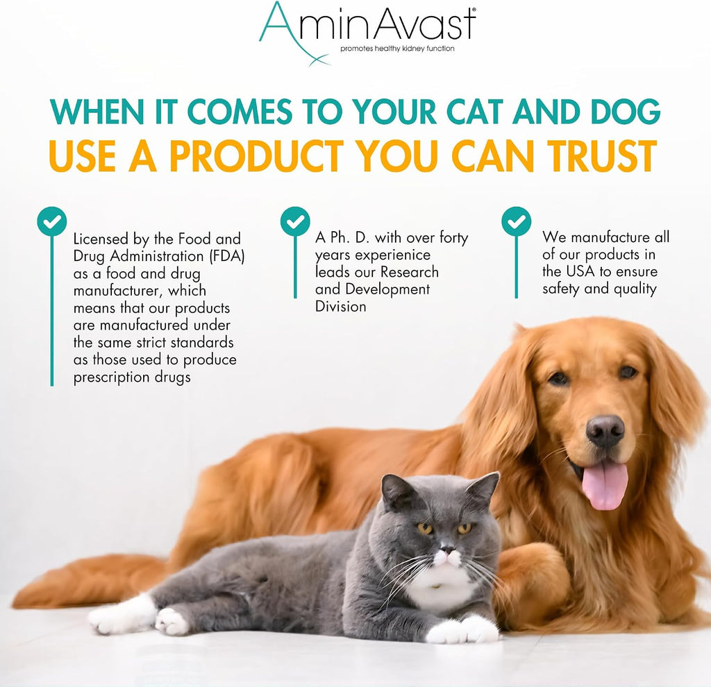 AminAvast Kidney Supplement for Dogs - Supports Natural Kidney Function - 1000mg, 60 Capsules