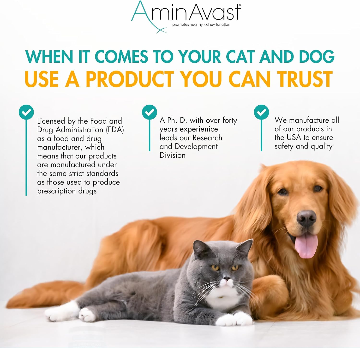 AminAvast Kidney Supplement for Dogs - Supports Natural Kidney Function - 1000mg, 60 Capsules
