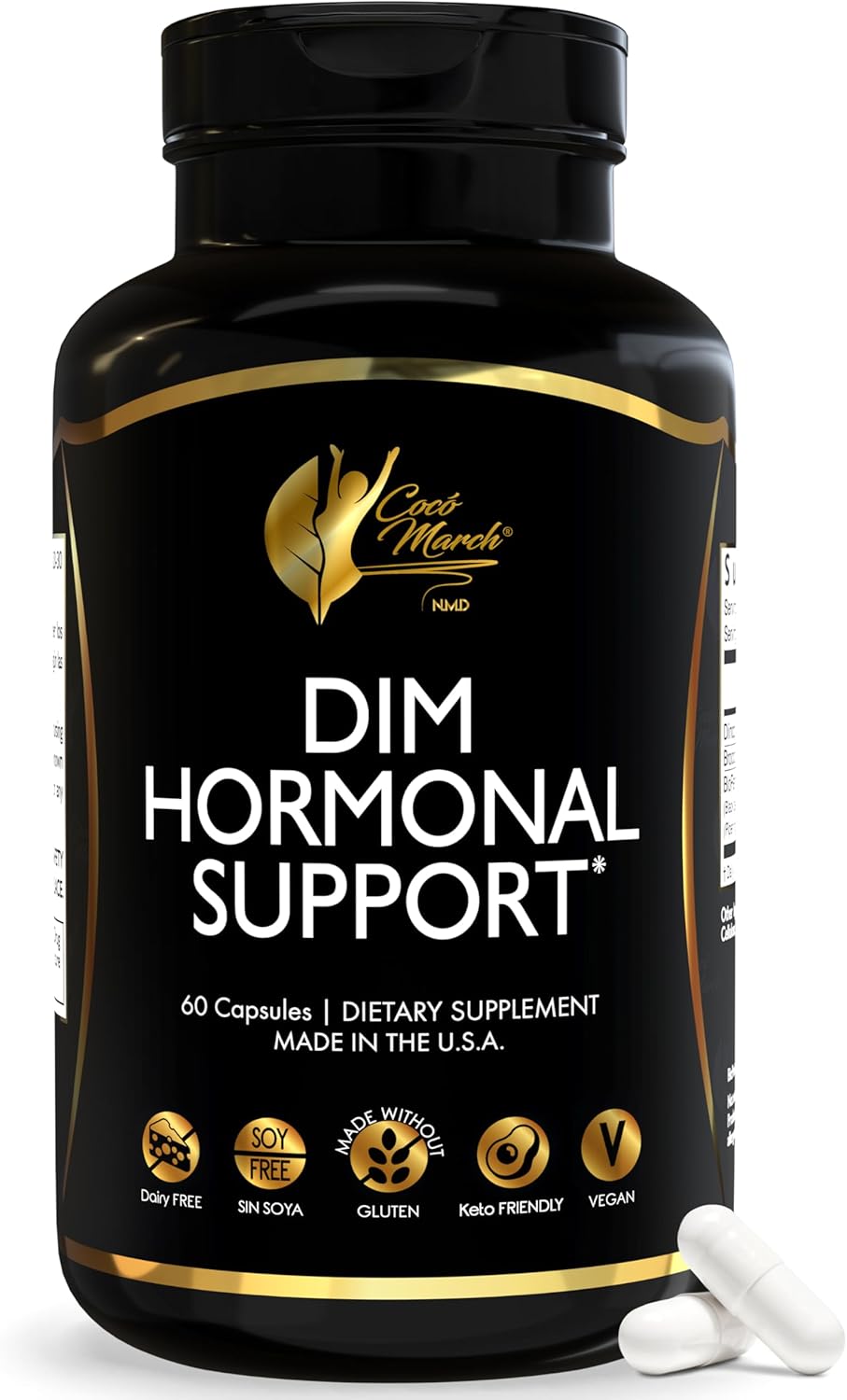 Cocó March DIM Suplemento para Mujeres – Apoya el Equilibrio Hormonal, Cuidado de la Piel y Metabolismo Natural del Estrógeno – Desintoxicación y Salud Celular – Sin Gluten, Sin Soja, Sin Lácteos, Vegano y Keto – 60 Cápsulas